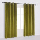50"X64" | Eyelet Grommet Cotton Velvet Curtains Lined Panels 2pcs Drapes Window Door | Lemon Grass