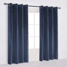 50"X64" | Eyelet Grommet Cotton Velvet Curtains Lined Panels 2pcs Drapes Window Door | Navy Blue