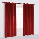 50"X64" | Eyelet Grommet Cotton Velvet Curtains Lined Panels 2pcs Drapes Window Door | Red