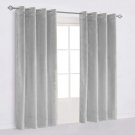 50"X64" | Eyelet Grommet Cotton Velvet Curtains Lined Panels 2pcs Drapes Window Door | Silver