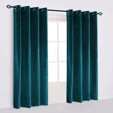 50 X64 Eyelet Grommet Cotton Velvet Curtains Lined Panels 2pcs
