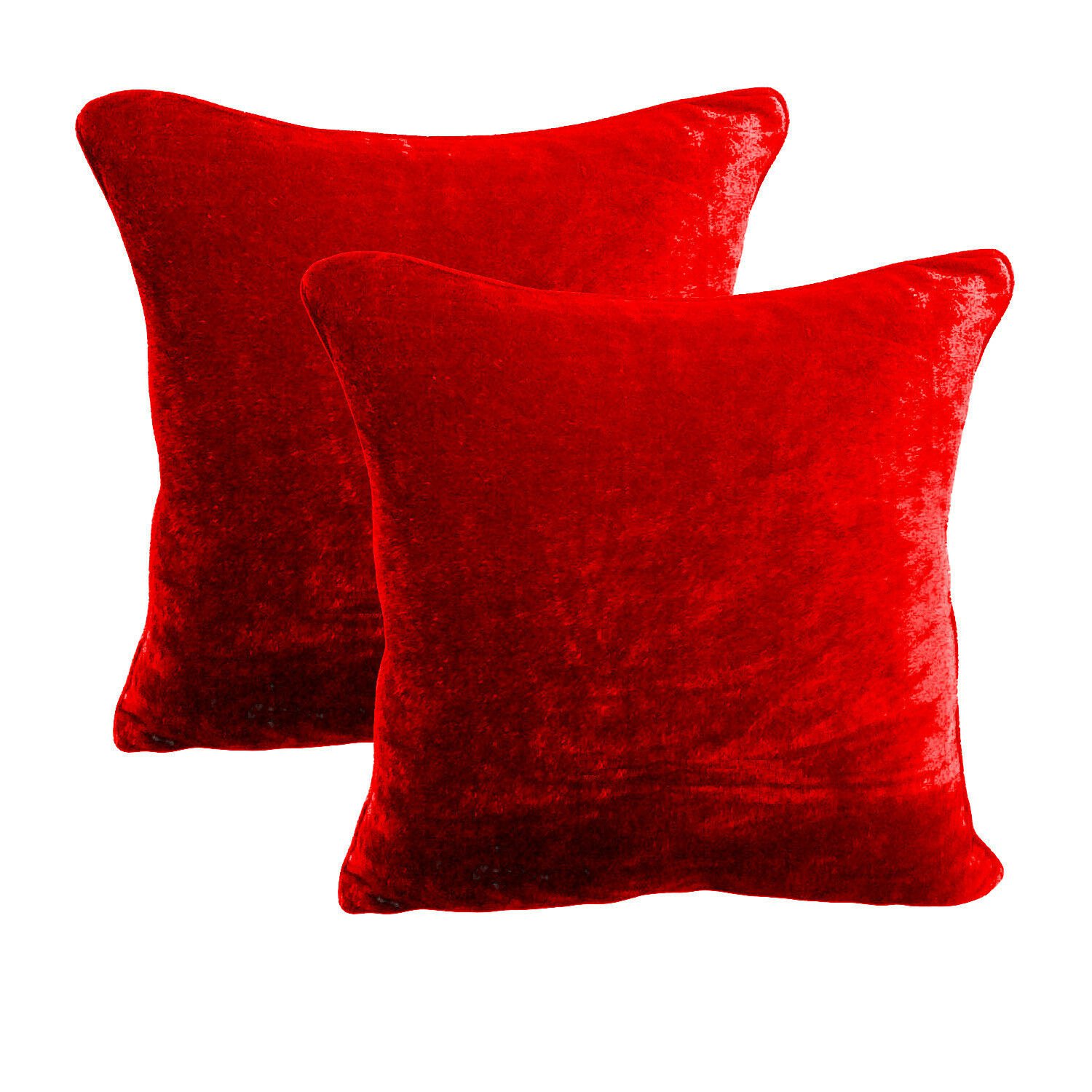 2pc Royal 100% Cotton Velvet Pillow Shams 26''by26'' RUBY RED  Zipper Top Cover