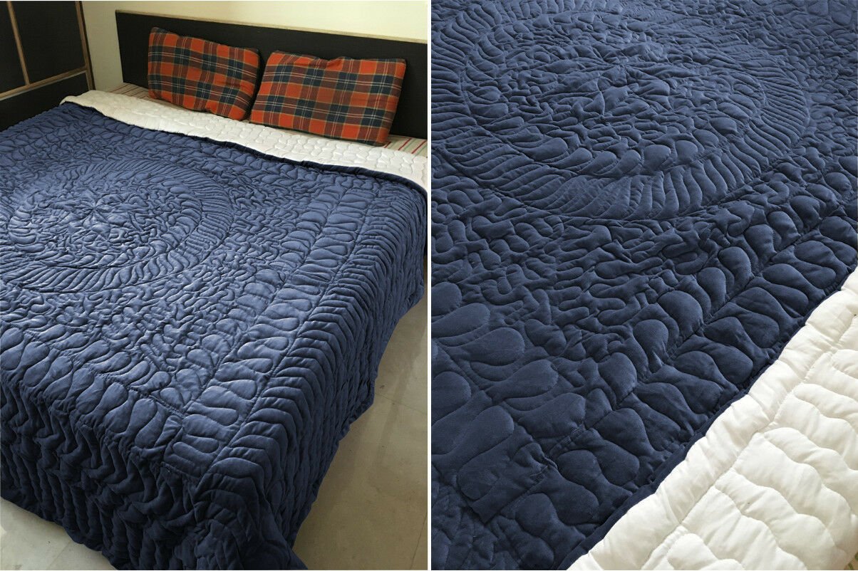 Fascination - Handmade Abstract Mandala Art - Cosy-100% Cotton Velvet Boho Quilt
