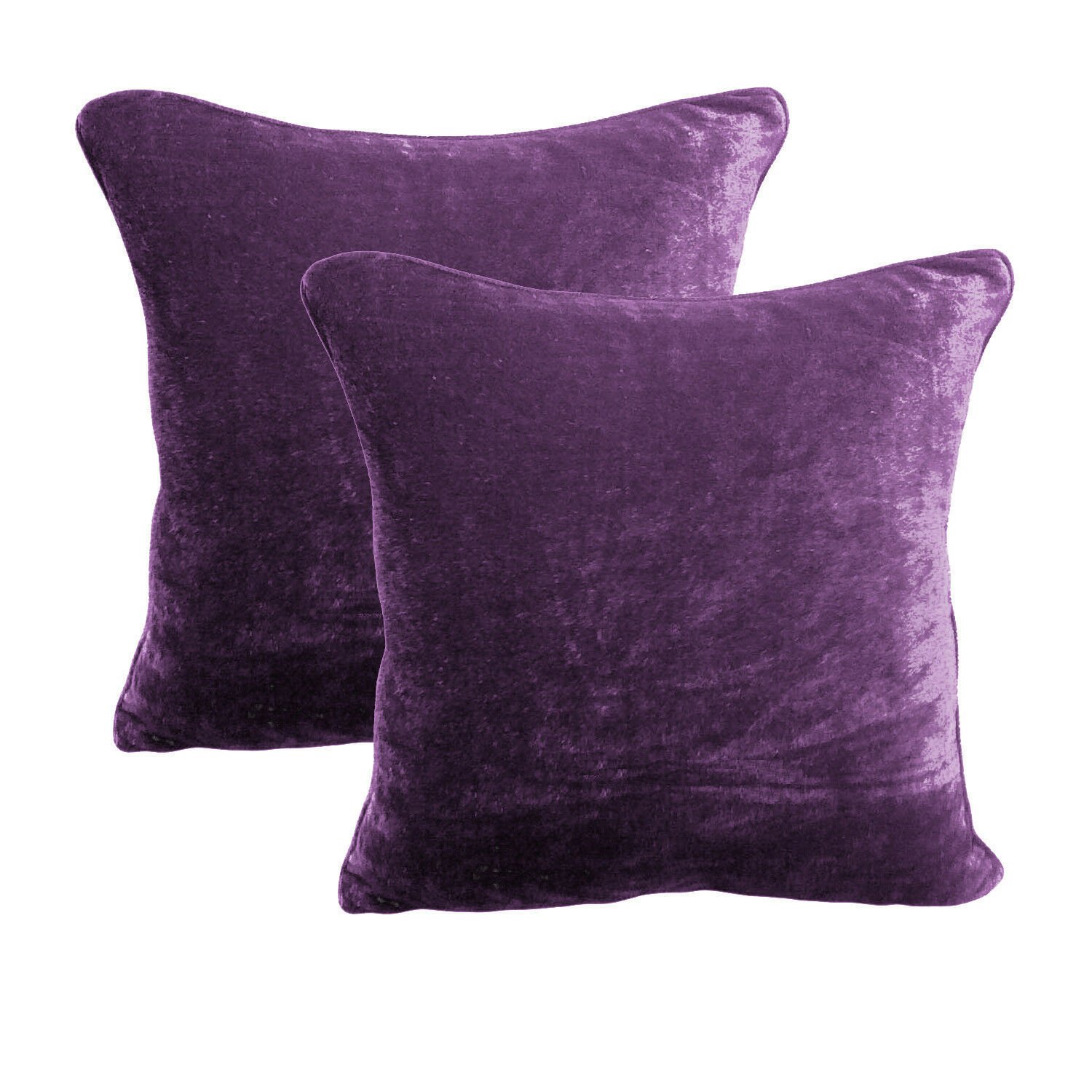 2pc Royal 100 Cotton Velvet Pillow Shams 18''by18'' BERRY Zipper Top Cover