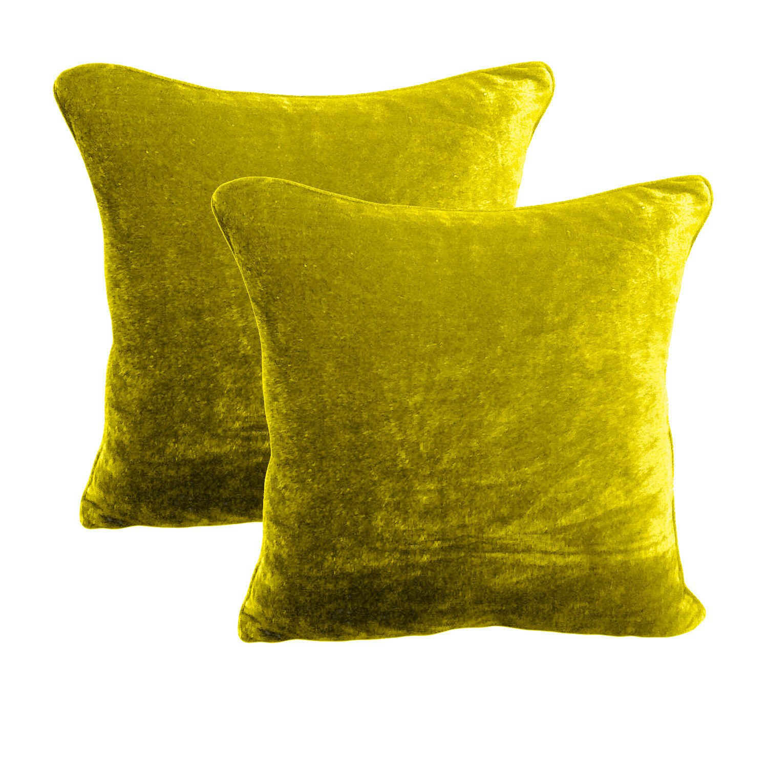 2pc Royal 100% Cotton Velvet Pillow Shams 18''X18'' LEMON GREEN Zipper Top Cover