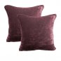 2pc Royal 100% Cotton Velvet Pillow Shams 18''by18'' PLUM Zipper Top Cover