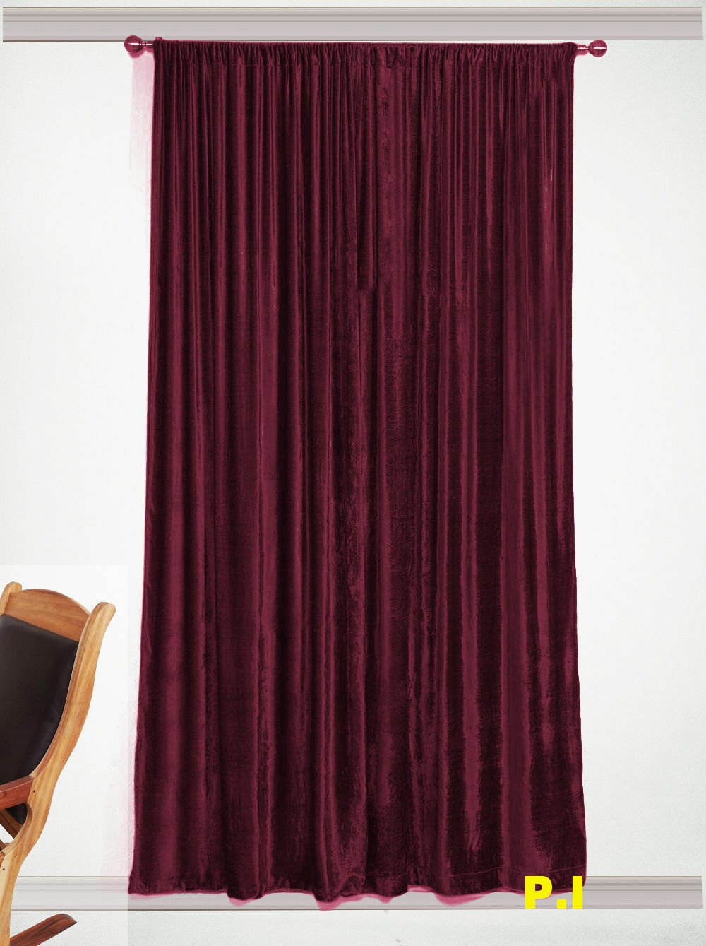 VINTAGE COTTON VELVET BLACKOUT WINDOW/DOOR LINED CURTAIN-GRAPES 54''W X 95''H