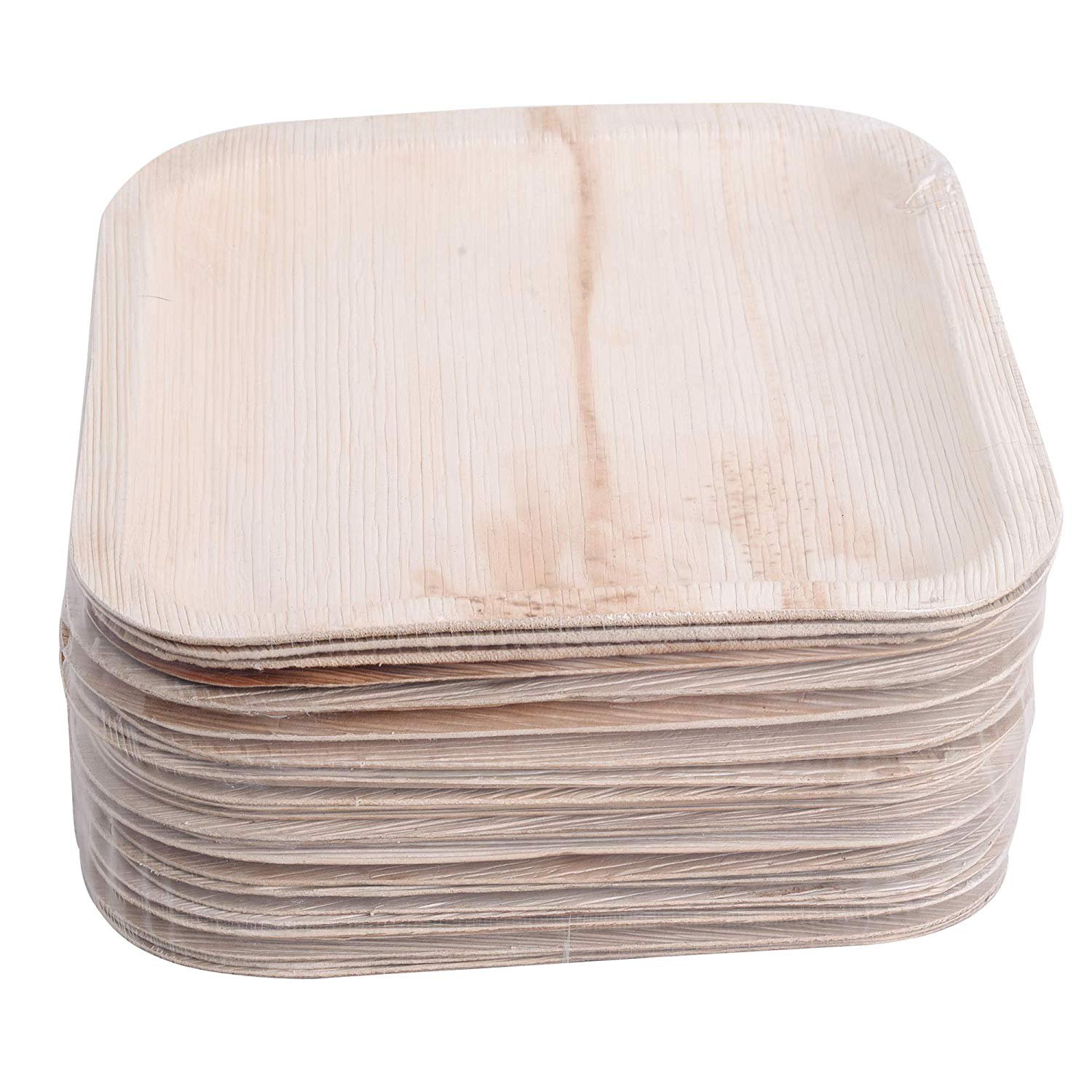 Palm Leaf Disposable Square Plates-Value Pack-Eco Friendly- 6 inches - 25 PCS