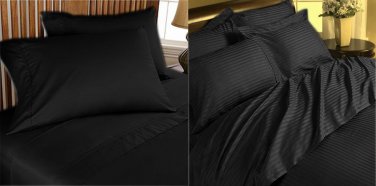 1000 TC 100% EGYPTIAN COTTON 3 PCs FLAT SHEET SET BLACK ALL SIZE