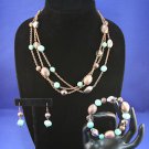 Premier Quality High Fashion Turquoise Design SET - NECKLACE BRACELET & EARRINGS