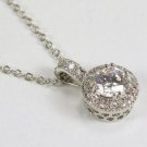 Premier Quality Necklace - NEW - Cubic Zirconia Round Design - Silver