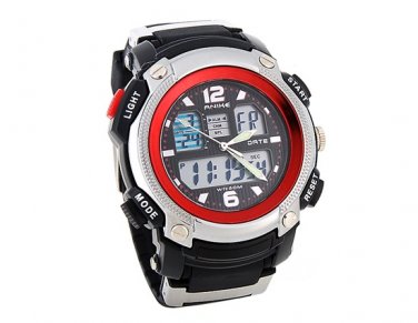 Anike Multi-function 50m Water-resistant Analog Digital Watch (Red)