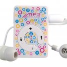 Flower Print Clip MP3 Player with 16GB TF Card Reader