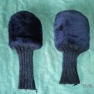 DARK BLUE FURY HEADCOVERS W/ KNIT STEMS  (2) GOOD CONDITION