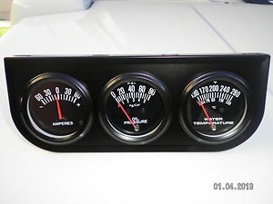 TRIPLE GAUGE SET.....AMP, TEMP, OIL  OLD SCHOOL STYLE CHRYSLER NEW YORKER