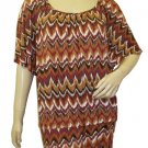 LADIES RUST BROWN TRIBAL PRINT TUNIC SIZES 16