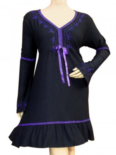 LADIES ROMANTIC EMBROIDERED SOFT VISCOSE TUNIC DRESSES SIZES 30/ 32