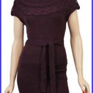 LADIES BURGUNDY JUMPER DRESS WITH TIE BELT SIZES 10,