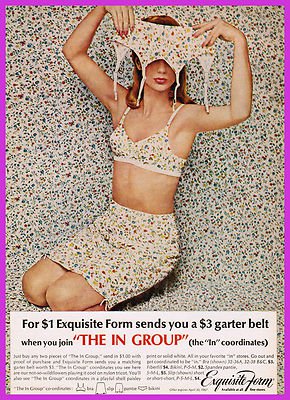 1967 Exquisite Form matching Floral Garter Belt, Bra & Slip Lingerie Print  Ad