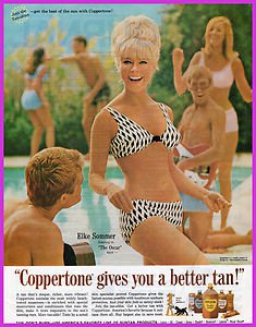 1966 Elke Sommer (The Oscar) in bikini for Coppertone. Be Tan-able