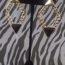 Gold Triangular Post Earring BLACK