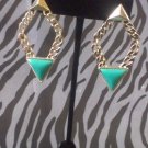 Gold Triangular Post Earring TURQUOISE