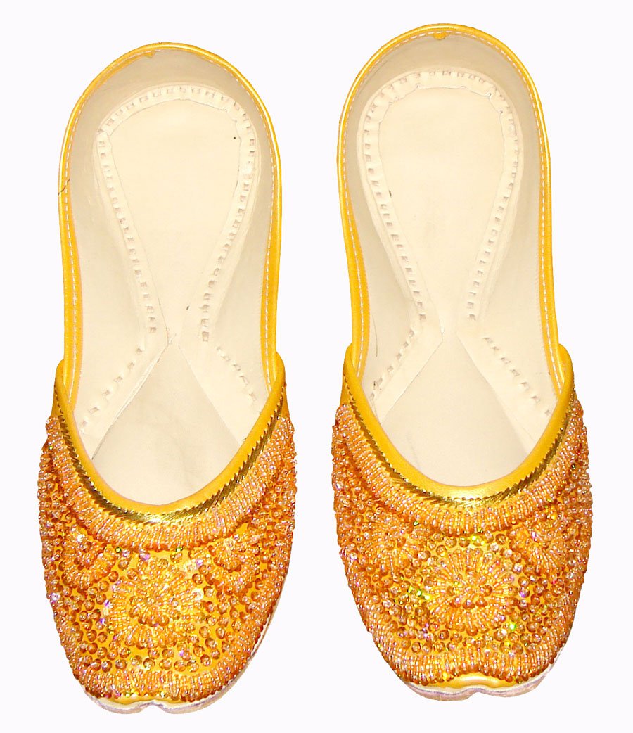 Orange women shoes beaded shoes punjabi juti khussa shoes indian ...