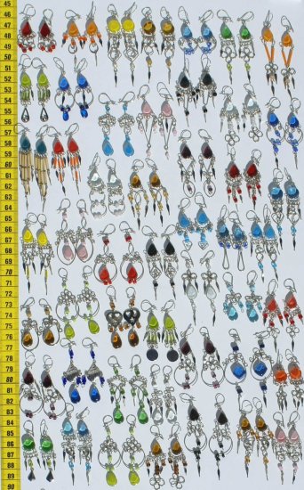 50 Pairs Alpaca Silver Colored Glass Earrings Wholesale