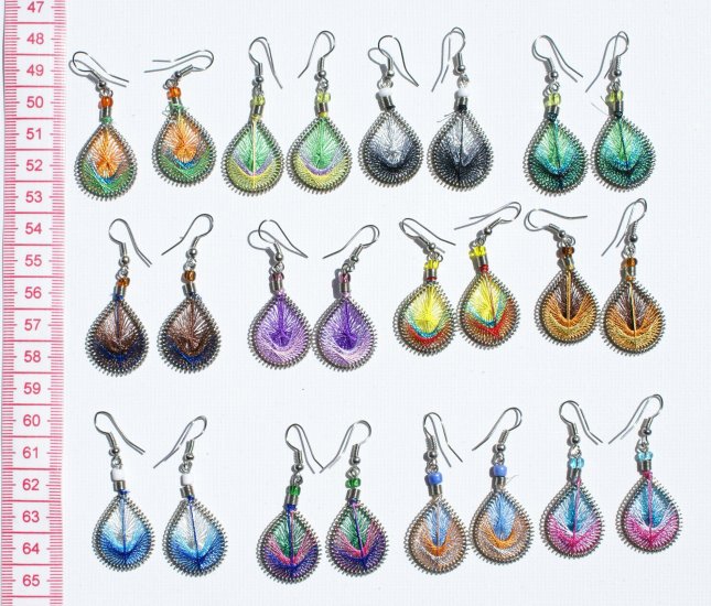 12 Pairs Color Peruvian Thread Small Earrings Wholesale
