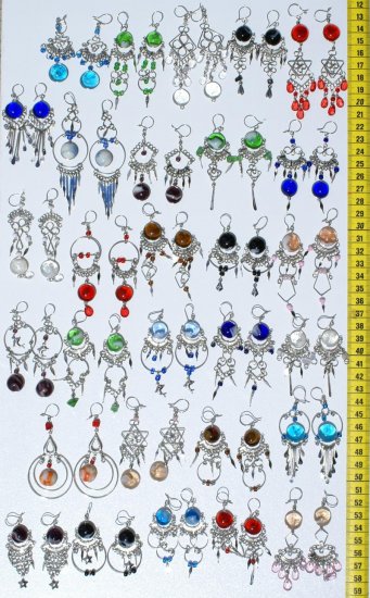 Lot 10 Alpaca Silver Dangle Earrings With Colored Glass