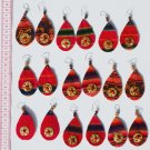 9 Pairs Dangle Red Ethnic Ornament Tribal Earrings Peru
