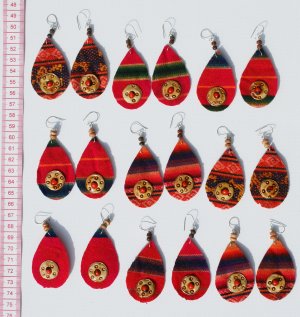 9 Pairs Dangle Red Ethnic Ornament Tribal Earrings Peru