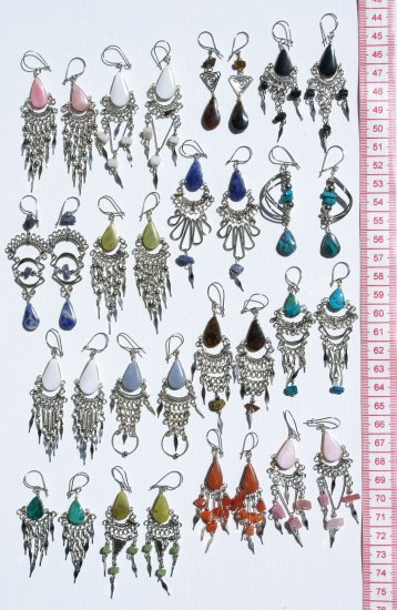 10 Pairs Handmade Earrings Peruvian Color Piedra Stones