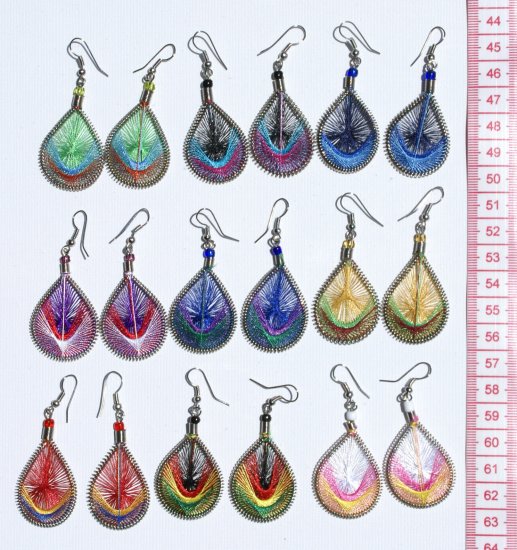 9 Pairs Color Peruvian Thread Woven Handmade Earrings