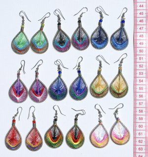 9 Pairs Color Peruvian Thread Woven Handmade Earrings