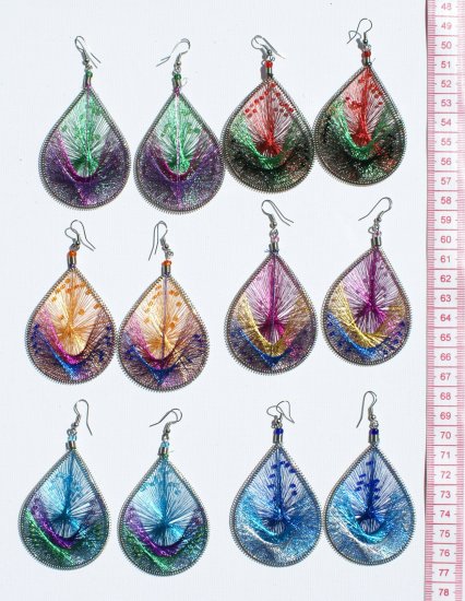 6 Pairs Big Bright Woven Handmade Thread Earrings Sale