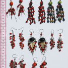 8 Pairs Dangle Drop Earrings Red Tropical Seed Huairuro