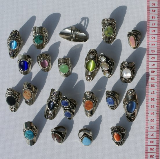 8 rings cat eye / piedra gemstones ethnic style jewelry