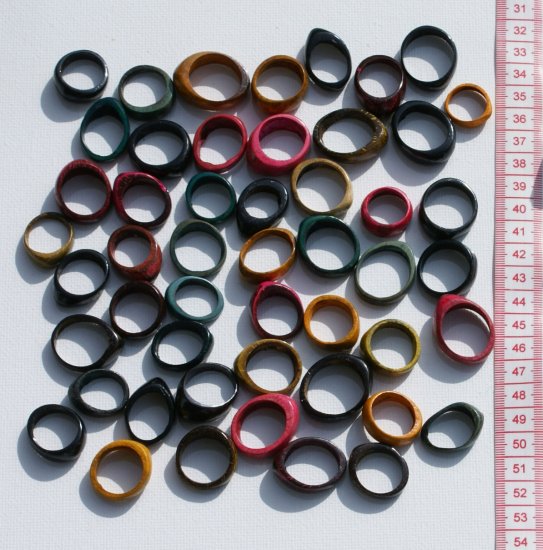50 coconut rings, ethnic natural costume jewelry, Peru