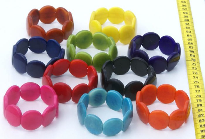 Lot 5 Color Bracelets Handmade of Tagua Corozo Palm Nut