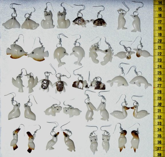 Lot 5 Pair Natural White Color Tagua Earrings Wholesale