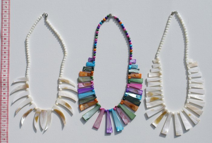 3 Color Beaded Pearl Necklaces Handmade Craft Jewellery