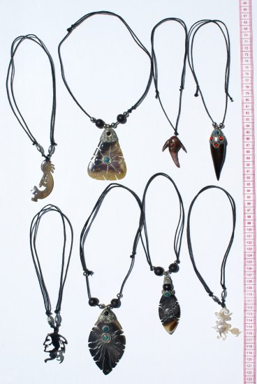 5 Necklaces Carved Horn Pendant Peru Jewelry Wholesale