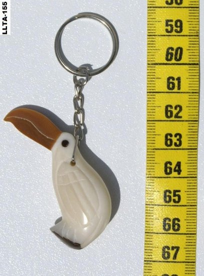 Hand Carved Art Keyring Bird, Tagua Key Chain Of Toucan