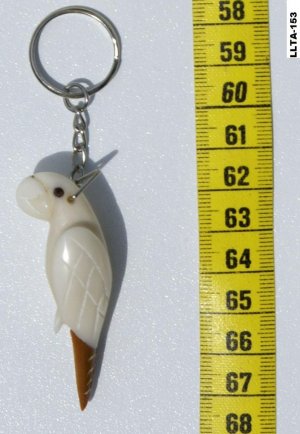Hand Carved Keychain Tropical Bird Parrot Tagua Keyring