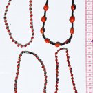 3 Red Seed Necklaces Artisan Beaded Crafted Jewelry Art