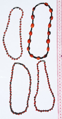 3 Red Seed Necklaces Artisan Beaded Crafted Jewelry Art