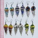 5 Pairs Tribal Peruvian Earrings Hand Paintings Drawing