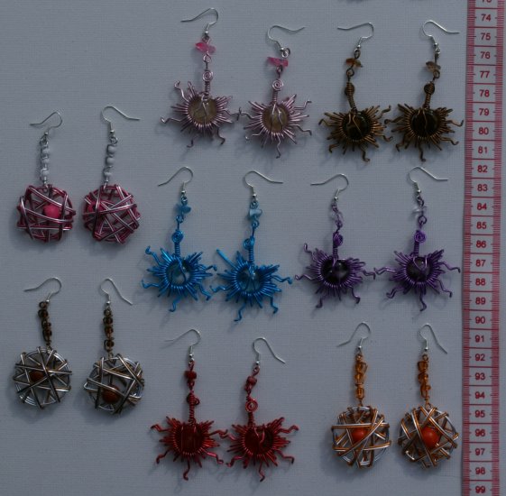 8 Pairs Color Earrings With Murano Glass / Seeds Plants