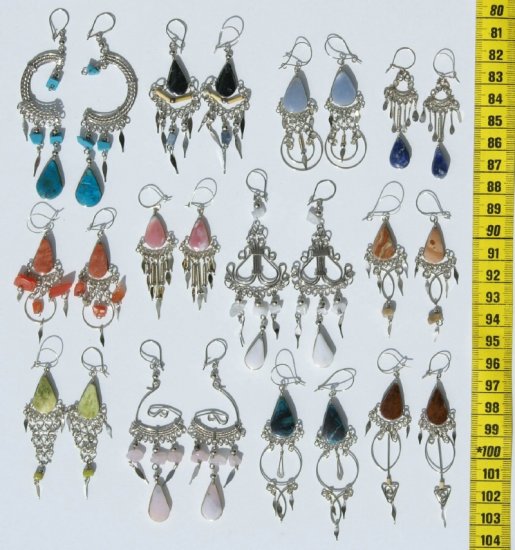 Lot 10 Pairs Handmade Dangle Drop Earrings Piedra Stone